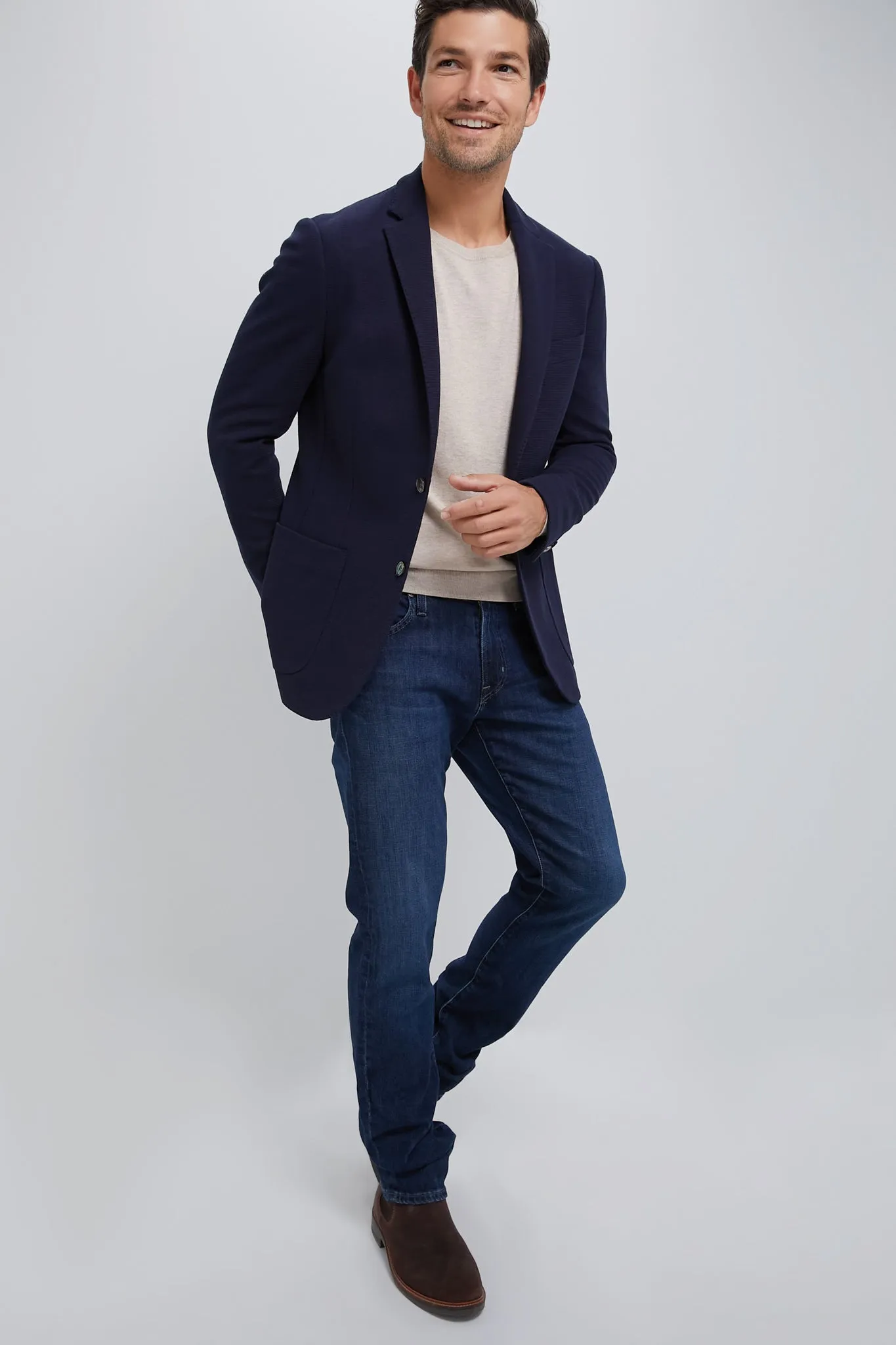 Navy Blue Knit Travel Blazer