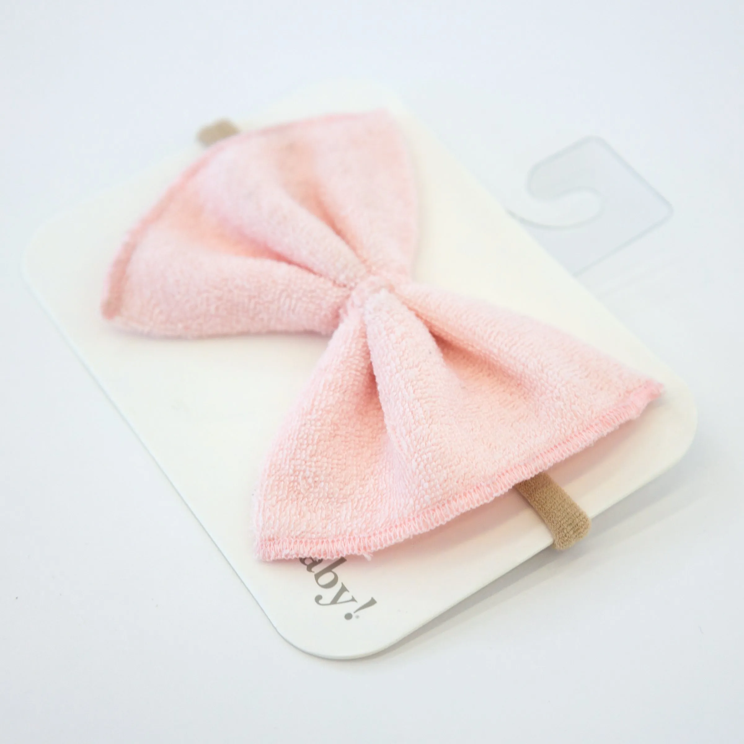 oh baby! Cotton Terry Bow Nylon Headband - Pale Pink