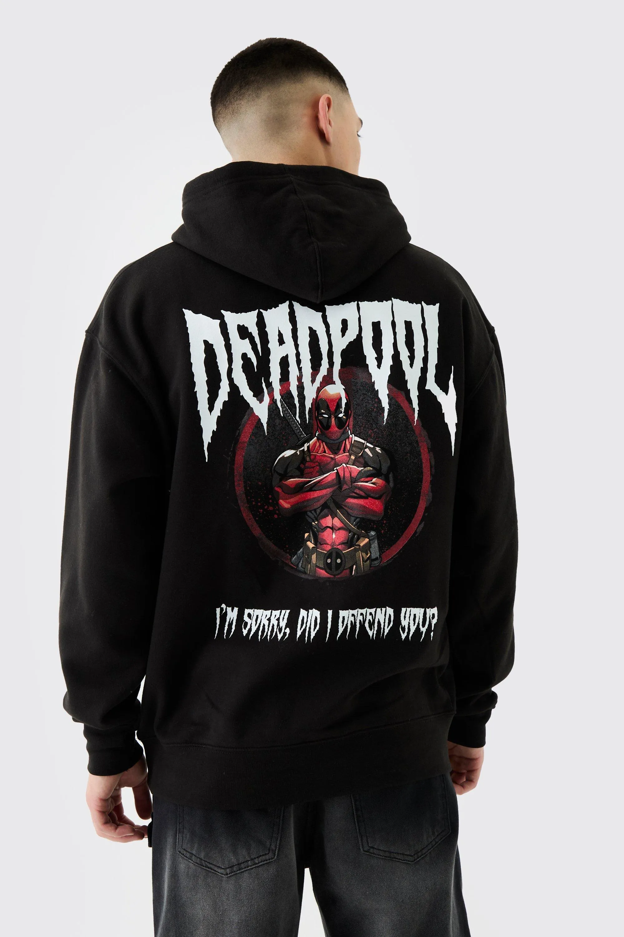 Oversized Deadpool Marvel License Hoodie | boohooMAN UK