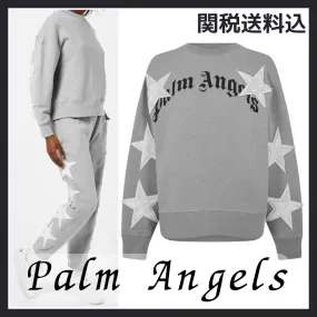 Palm Angels  |Long Sleeves Plain Cotton Logo Hoodies & Sweatshirts