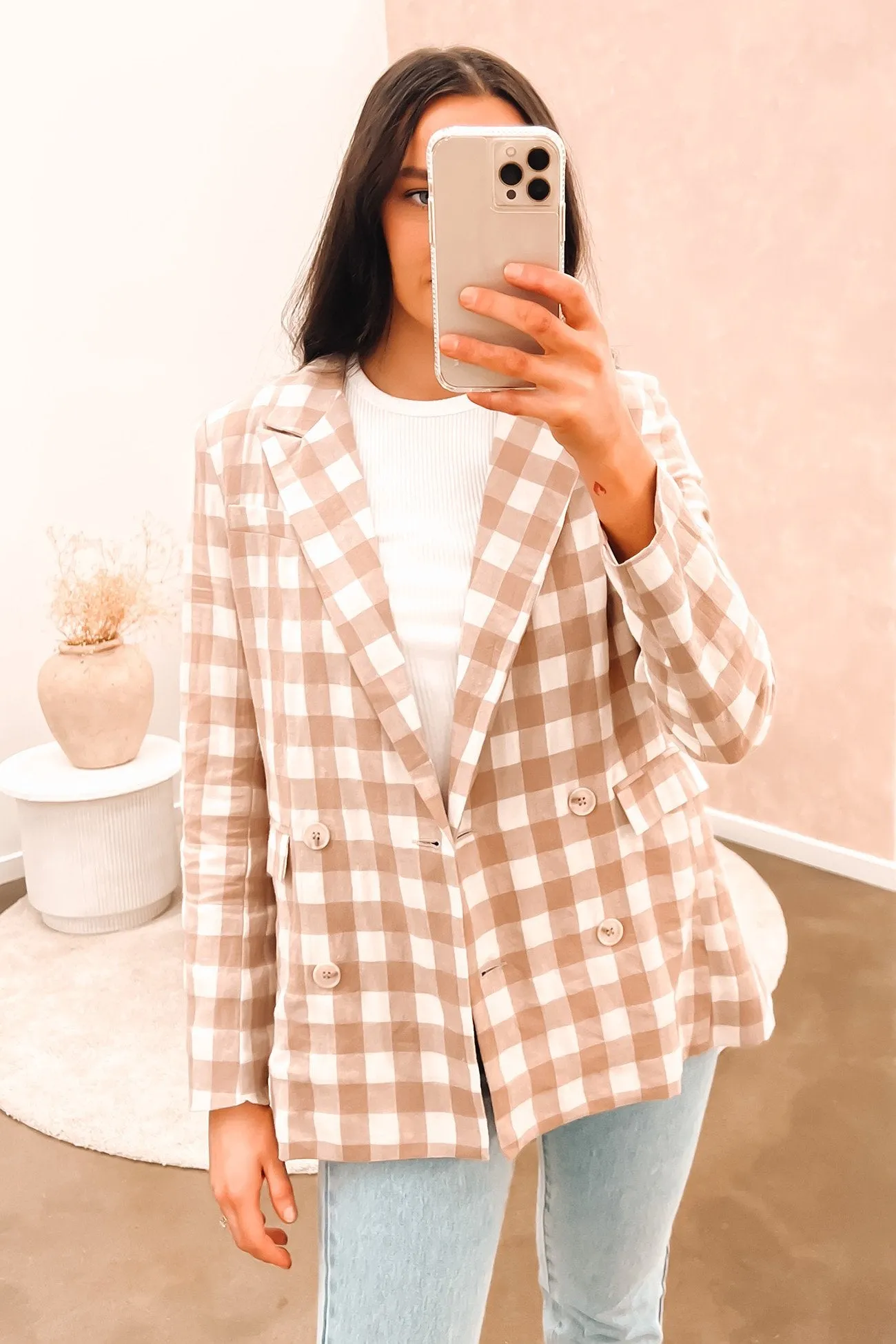 Pippa Blazer Mocha Check