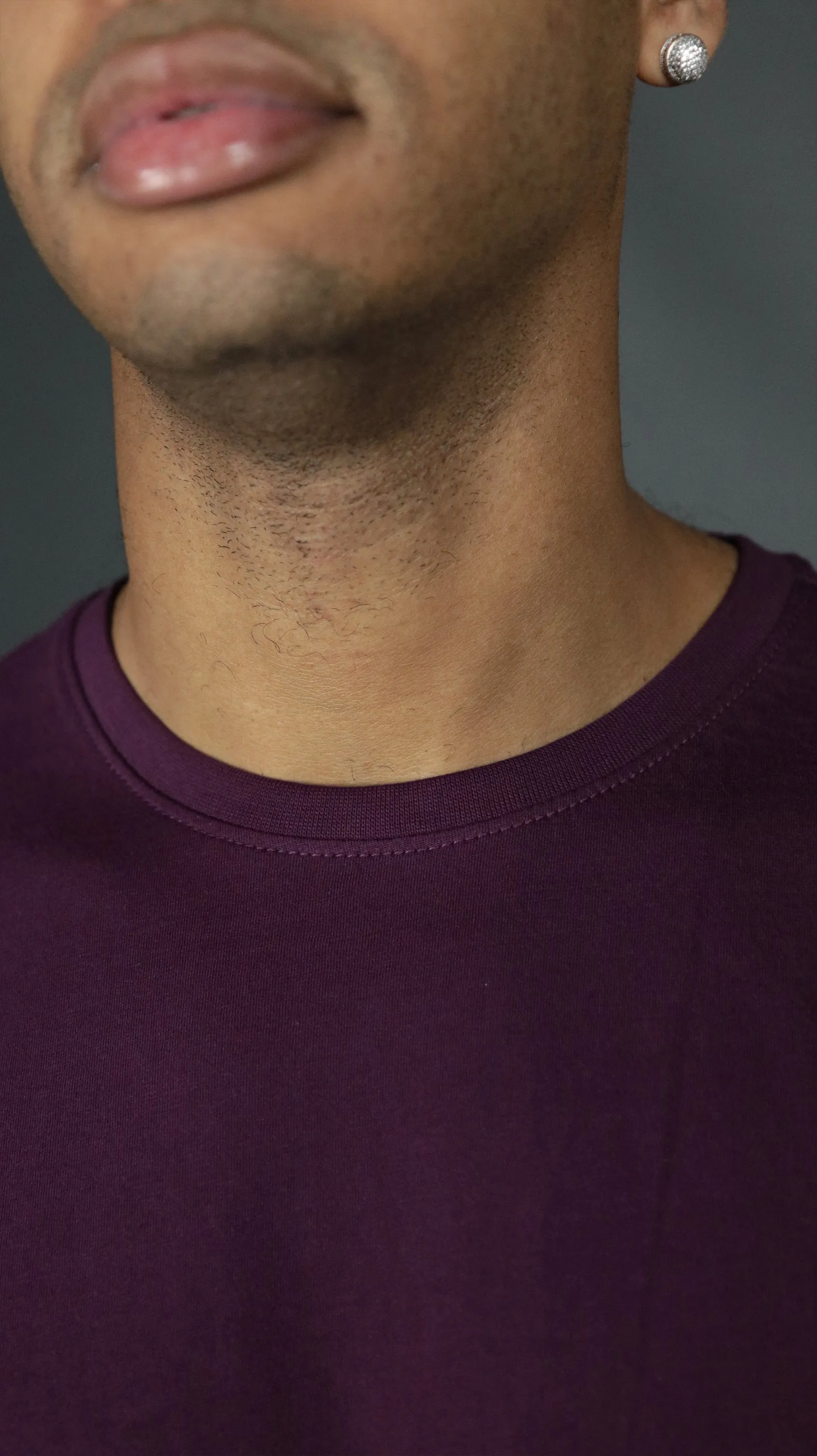 Plum Longline Curved Hem T Shirt for Men | Purple Drop Cut Shirt | Jordan Craig