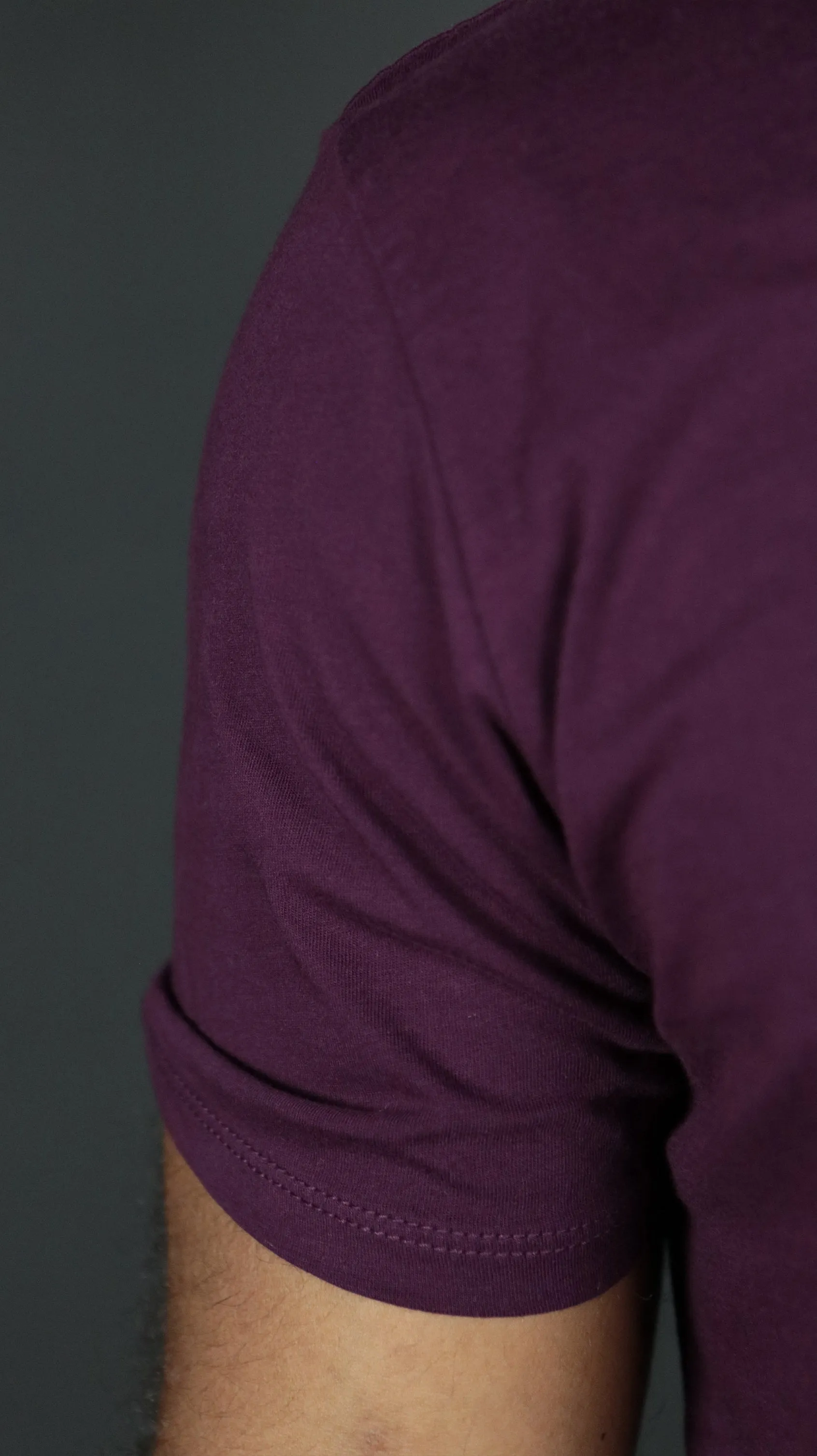 Plum Longline Curved Hem T Shirt for Men | Purple Drop Cut Shirt | Jordan Craig