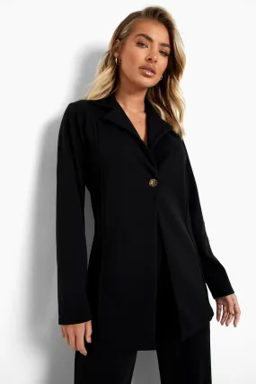 Plunge Front Fitted Crepe Blazer