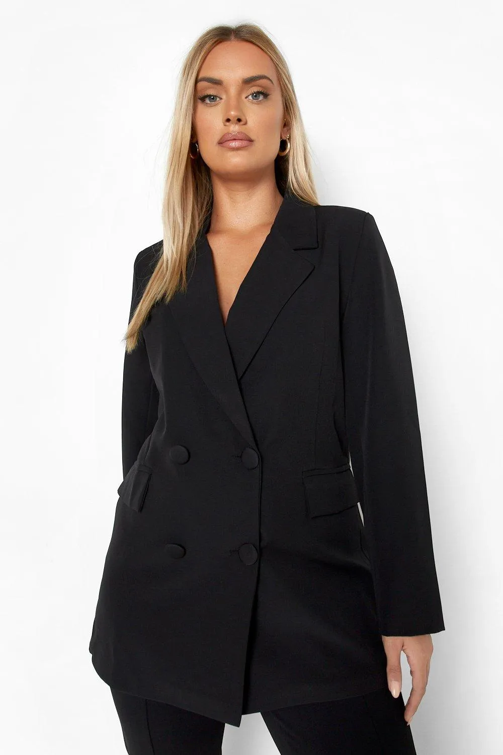 Plus Oversized Double Breasted Blazer