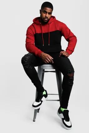 Plus Size Colour Block Hoodie | boohooMAN UK