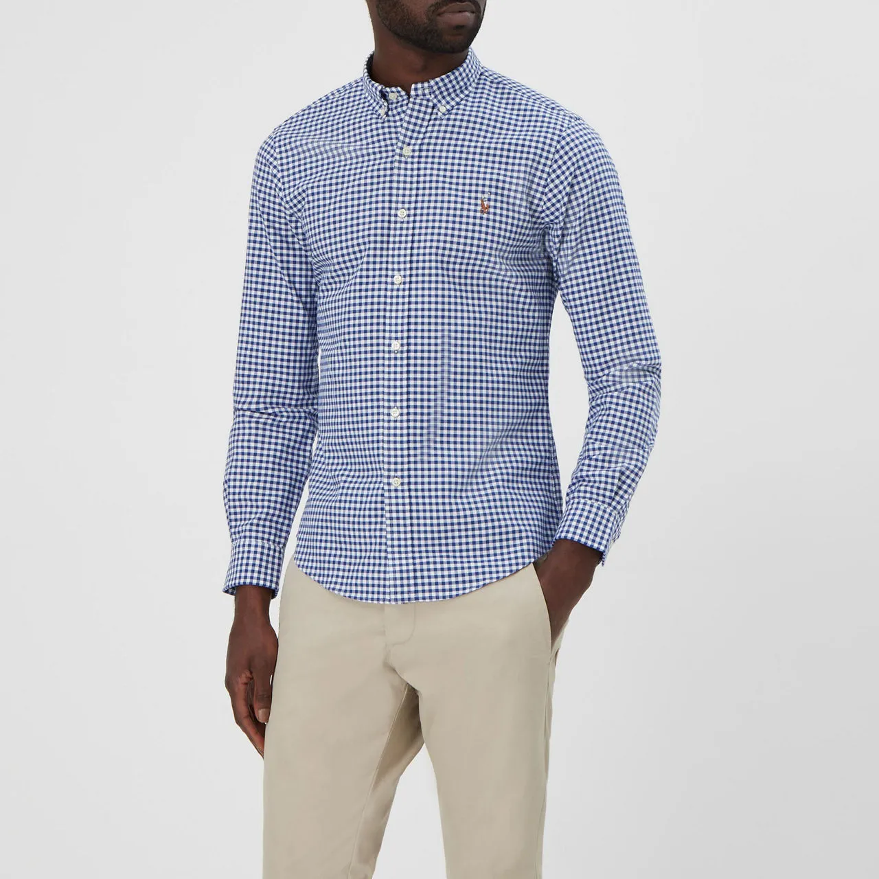 POLO RALPH LAUREN Gingham Slim Fit Oxford Shirt - Blue