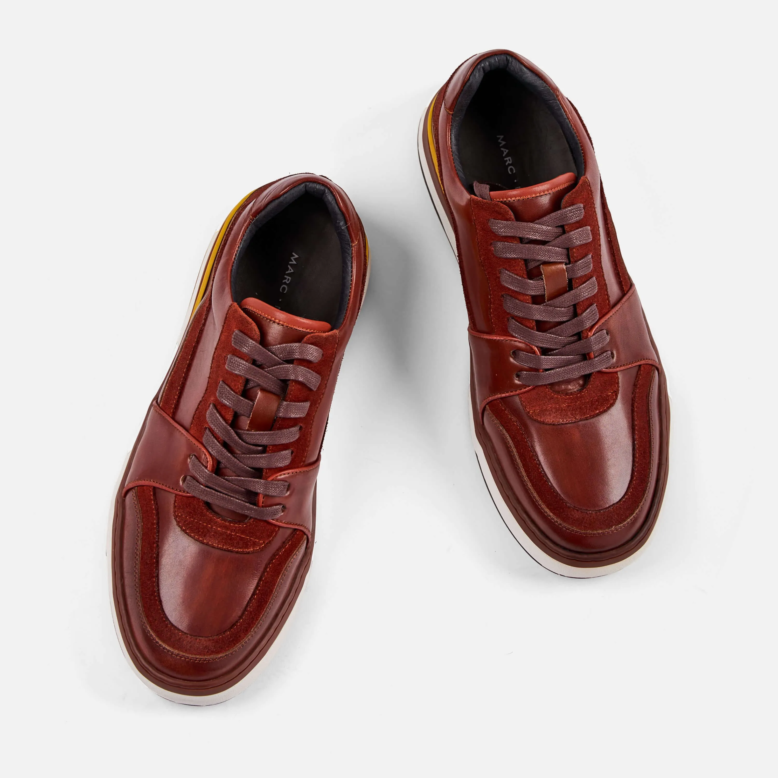 Poseidon Cognac Leather Low Top Sneakers