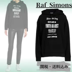 RAF SIMONS  |Long Sleeves Plain Cotton Logo Hoodies & Sweatshirts