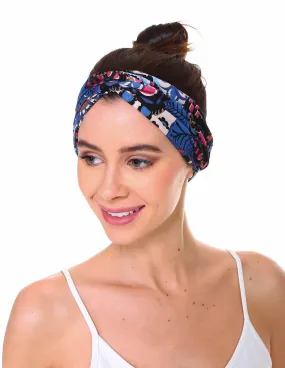 Royal Blue Print Front Knot Headband