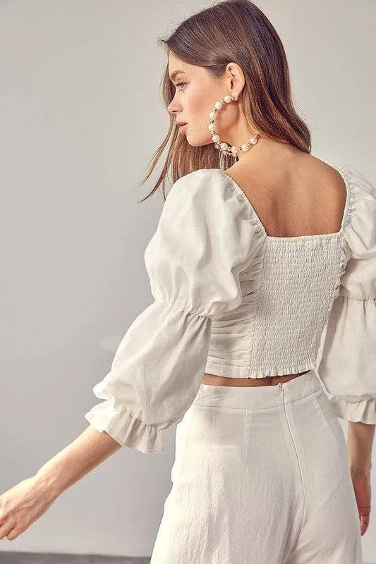 RUFFLE RUCHED FRONT TOP