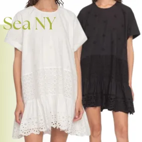 Sea NEW YORK  |Flower Patterns Street Style U-Neck Plain Cotton