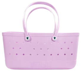 Simply Southern Solid Allium Pink Beach Waterproof Washable Utility Tote Bag