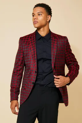 Slim Single Breasted Houndstooth Blazer