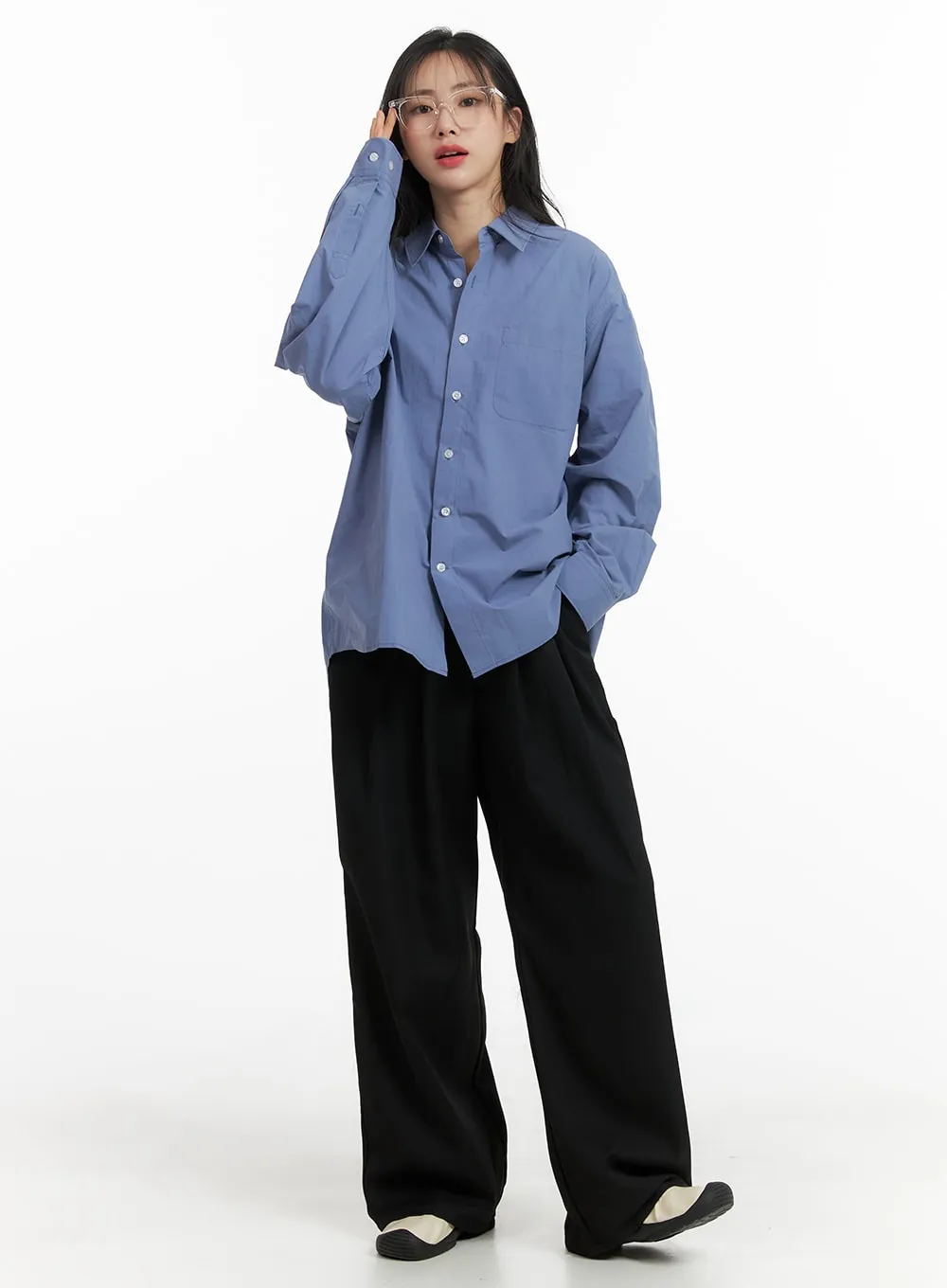 Solid Banding Wide Trousers OM412