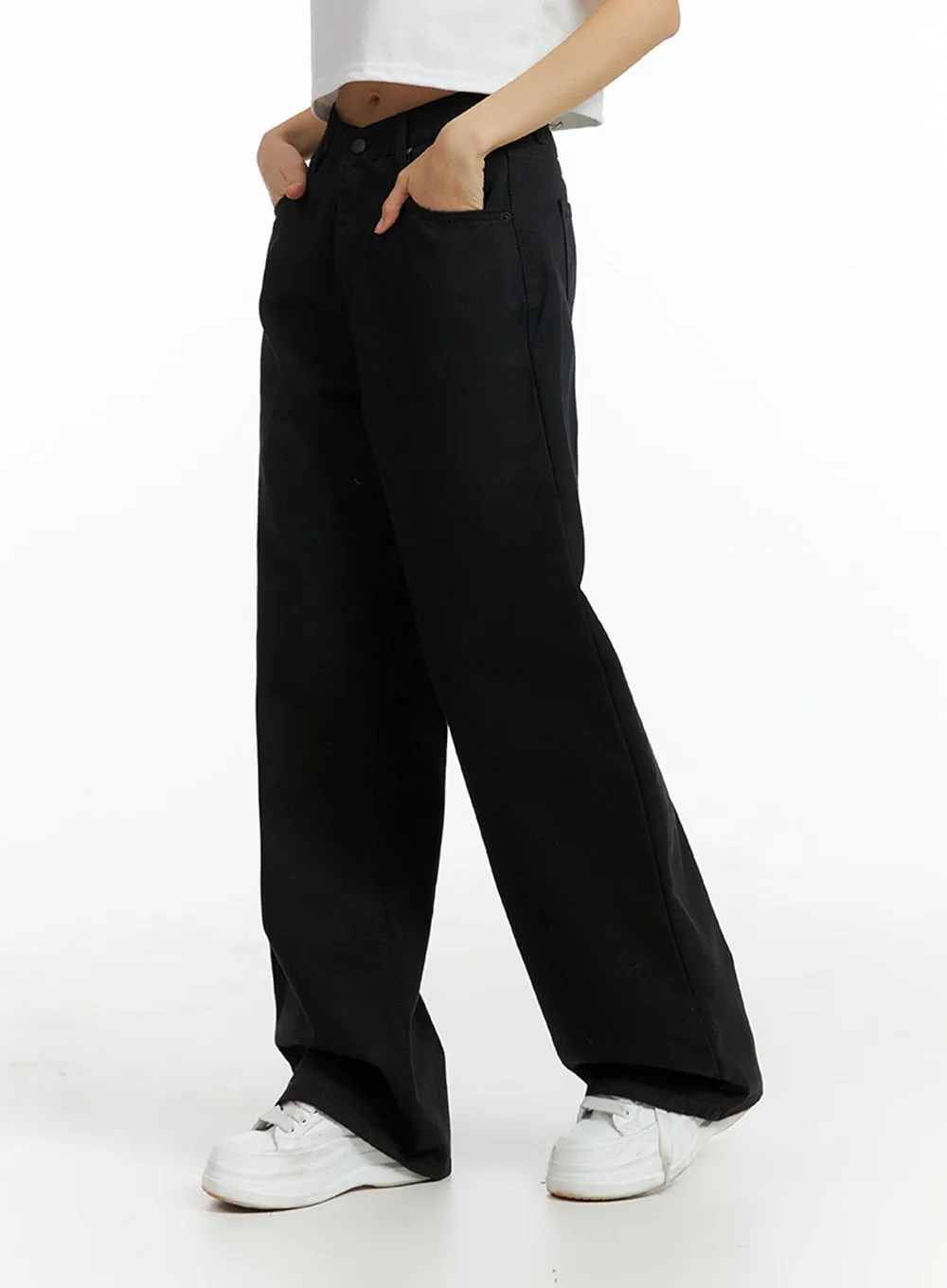 Solid Cotton Wide Leg Pants IF402