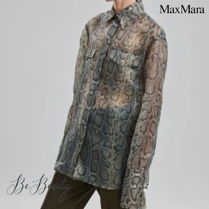 SPORT MAX  |Bi-color Long Sleeves Python Oversized Tunics