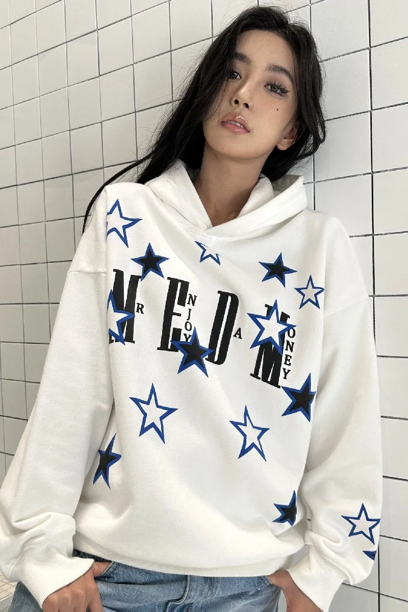 Stars Print Logo Hoodie