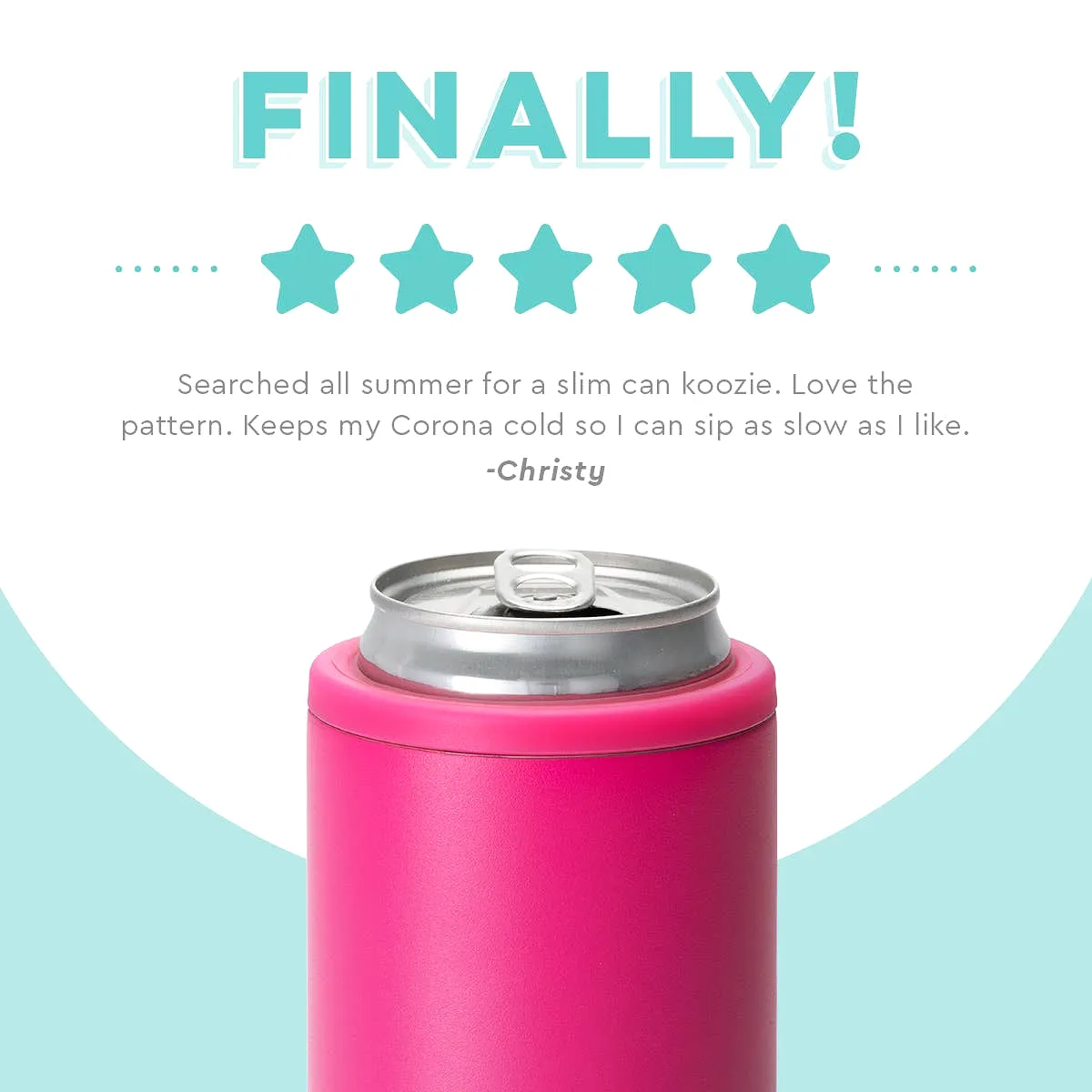 Swig Hot Pink Skinny Can Cooler (12oz)