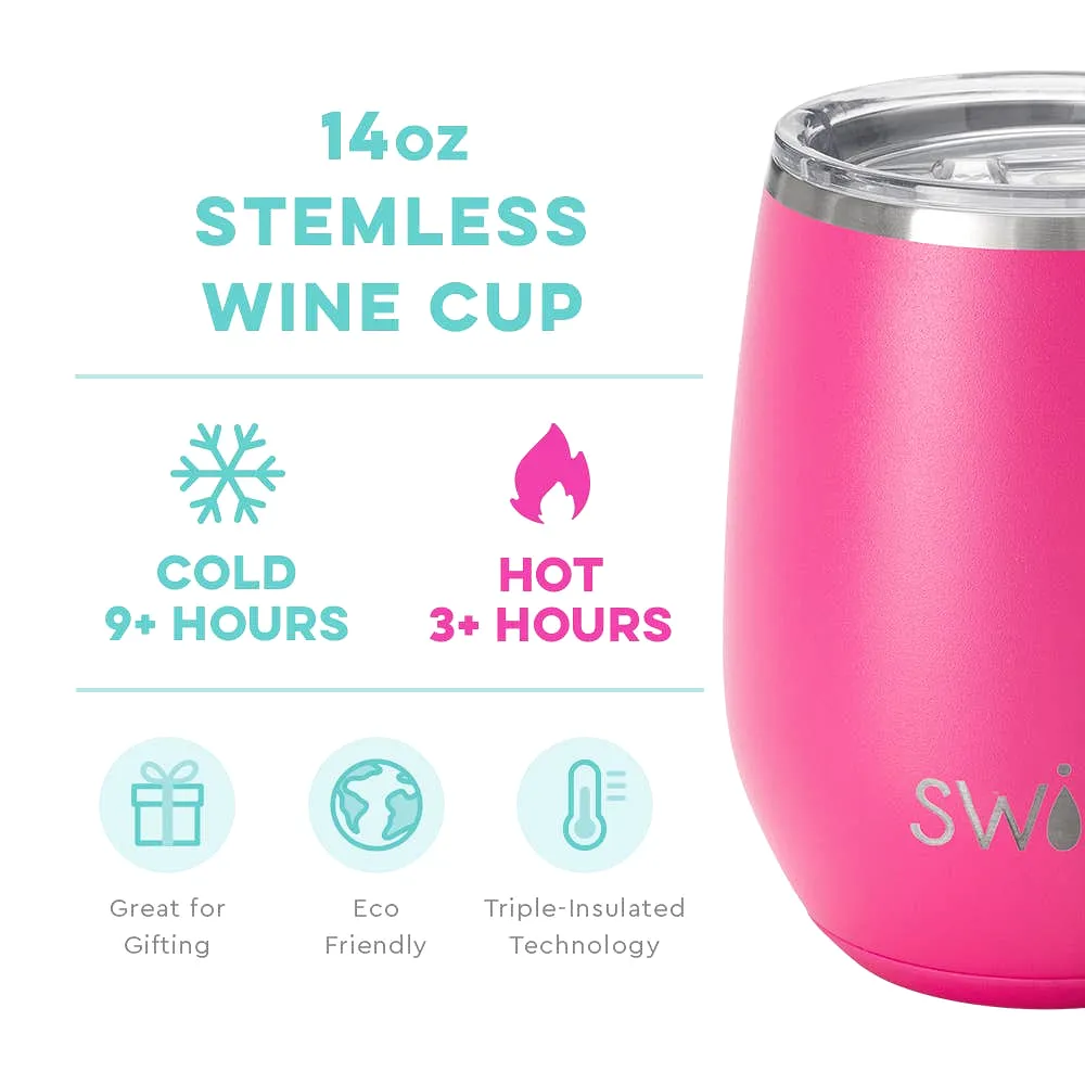 Swig Hot Pink Stemless Wine Cup (14oz)