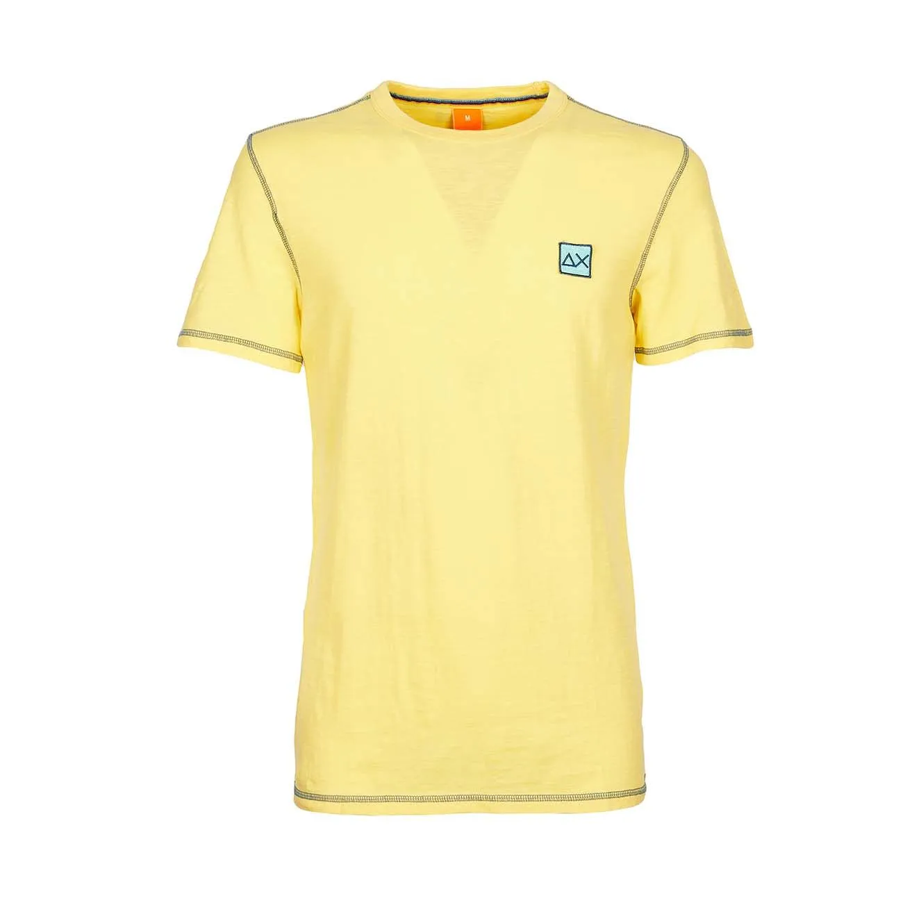 T-SHIRT CON CUCITURE A CONTRASTO E LOGO PATCH Uomo Giallo Sole