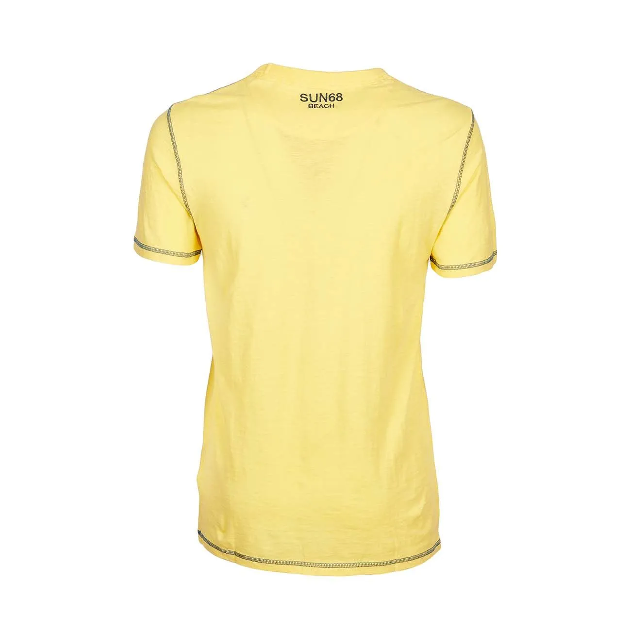 T-SHIRT CON CUCITURE A CONTRASTO E LOGO PATCH Uomo Giallo Sole