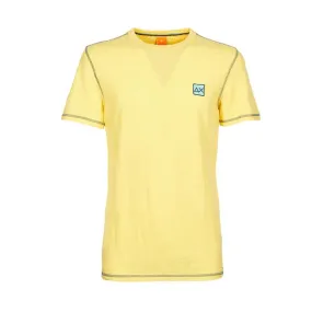 T-SHIRT CON CUCITURE A CONTRASTO E LOGO PATCH Uomo Giallo Sole