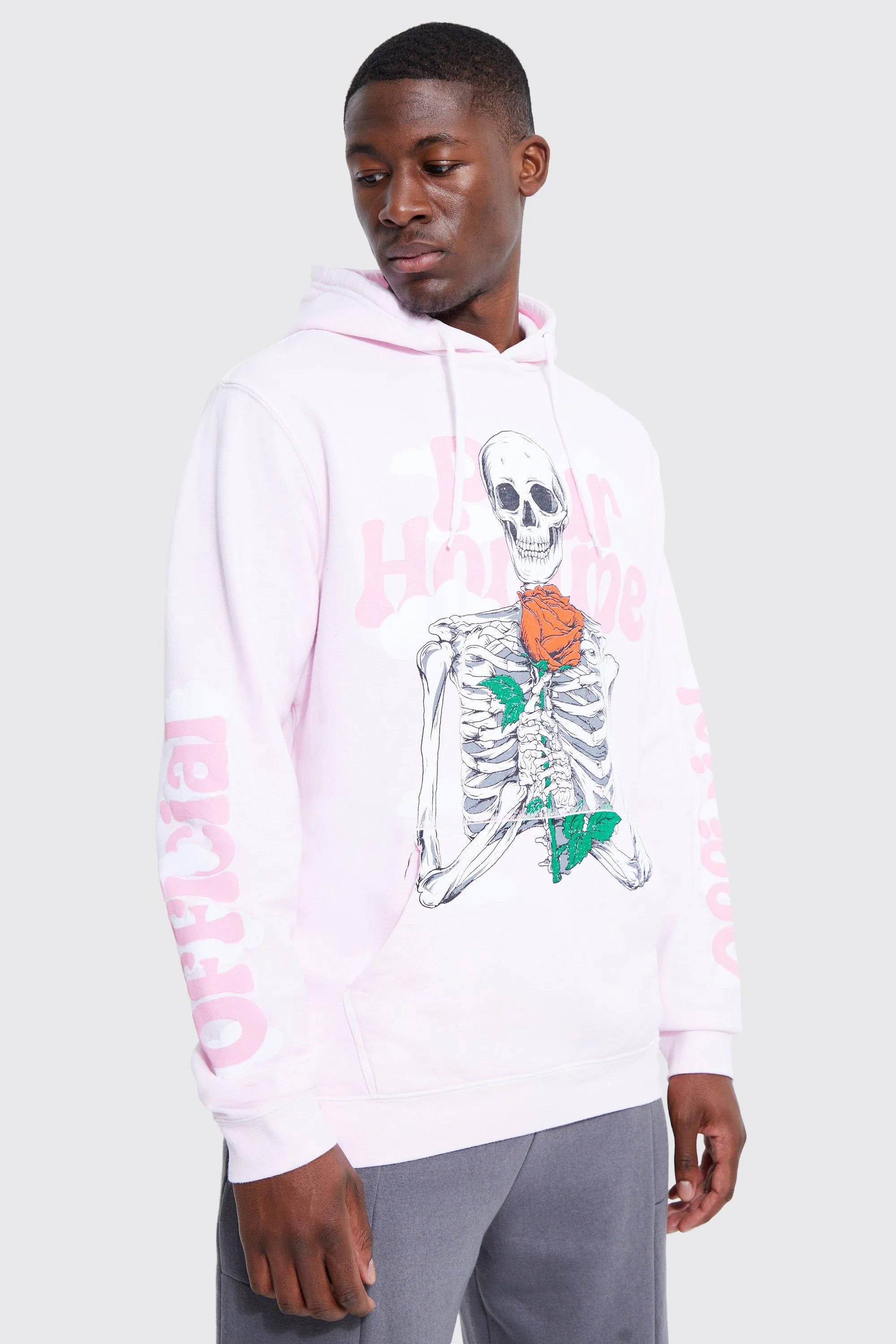 Tall Skeleton Puff Print Hoodie