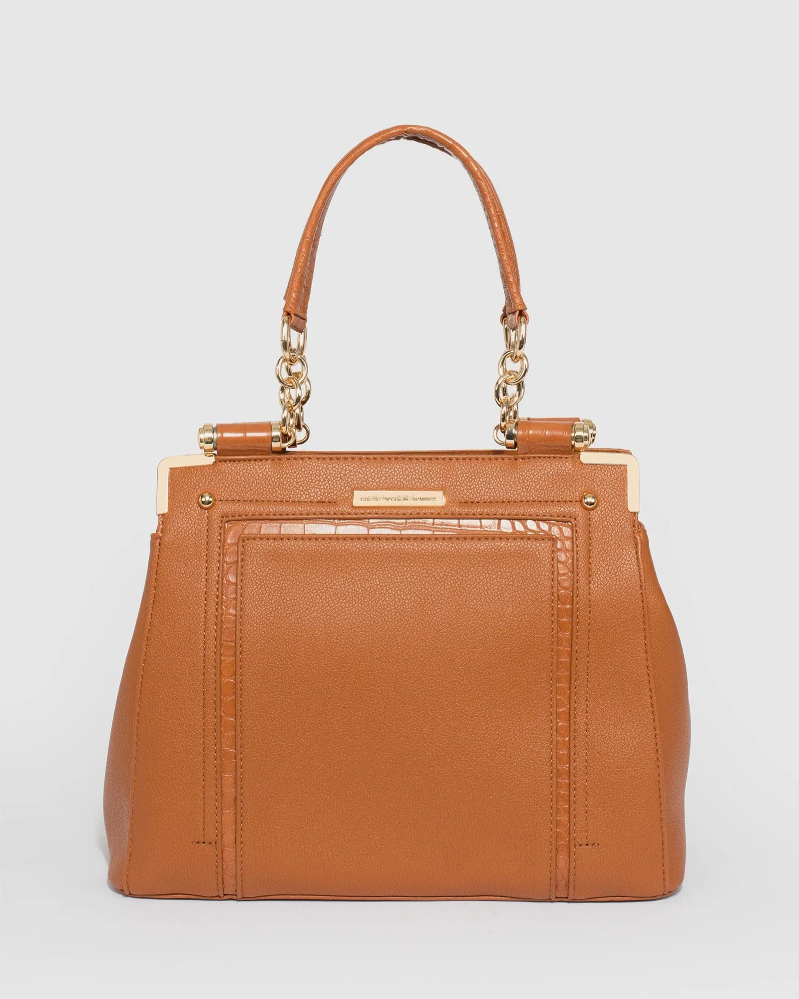 Tan Zoe Quilted Tote Bag