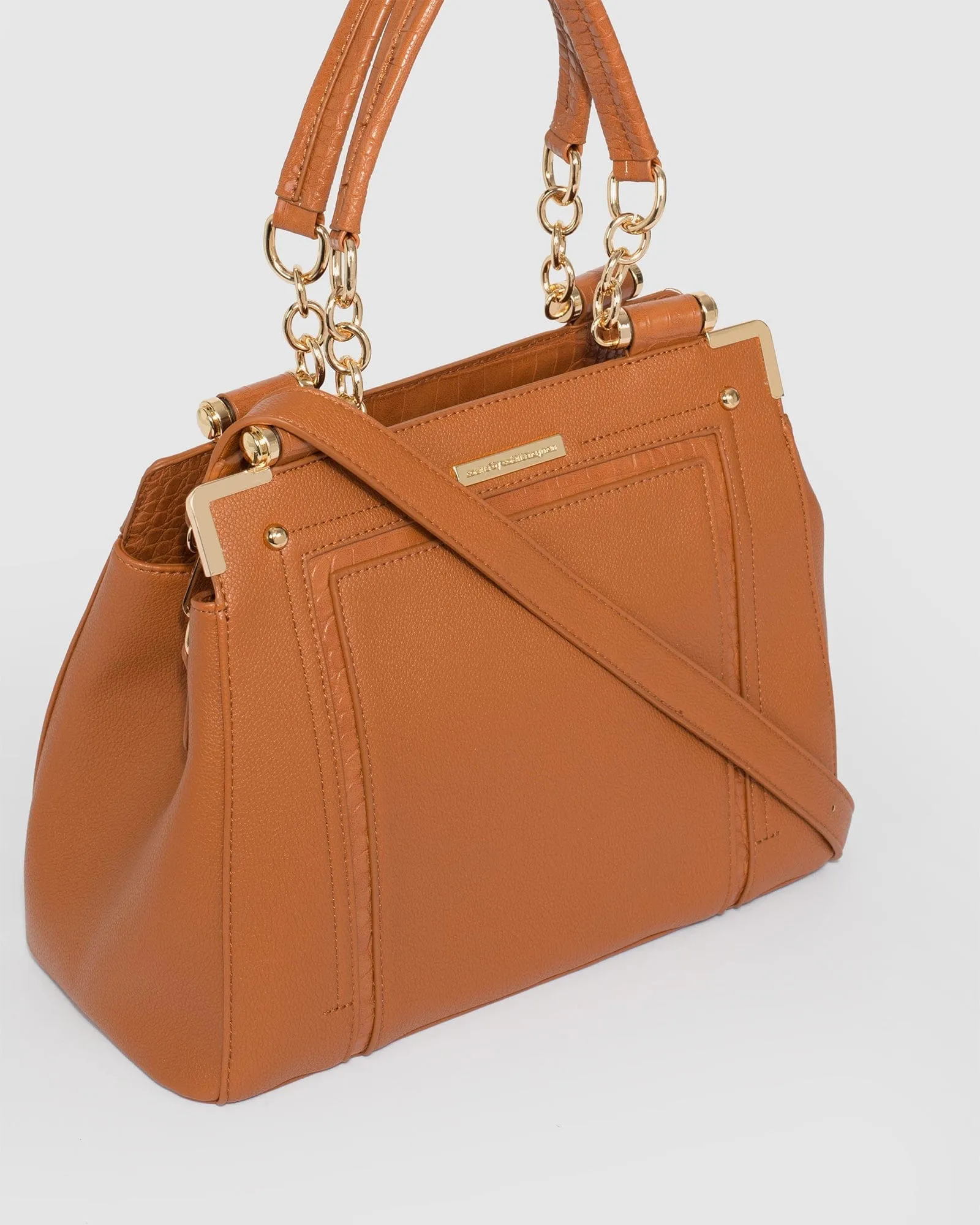 Tan Zoe Quilted Tote Bag