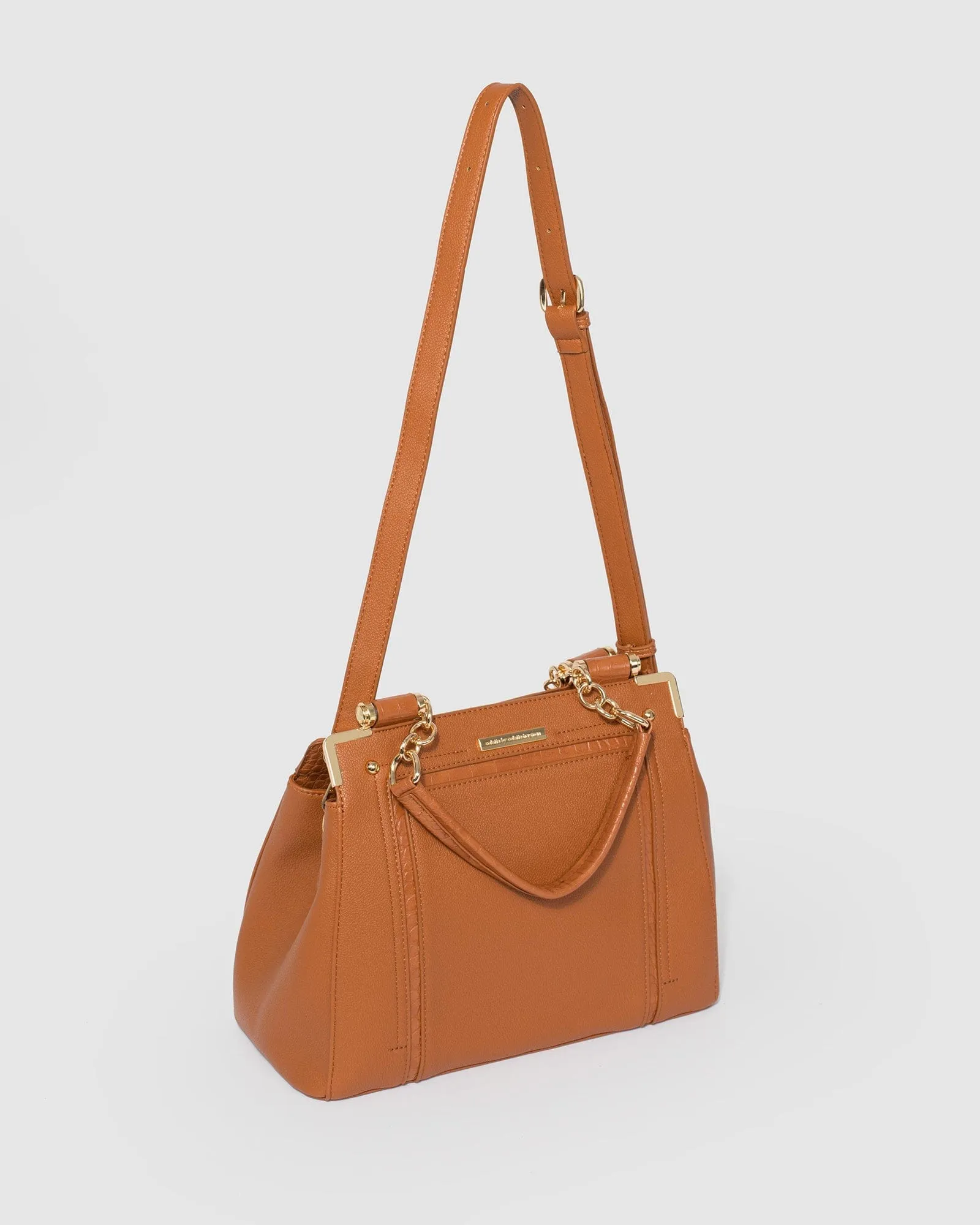 Tan Zoe Quilted Tote Bag