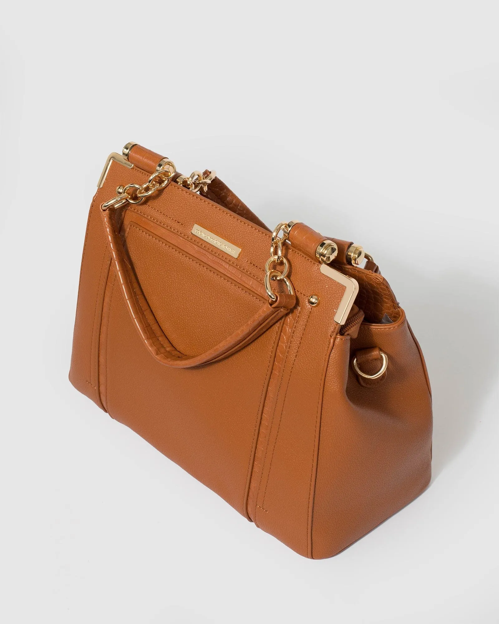 Tan Zoe Quilted Tote Bag