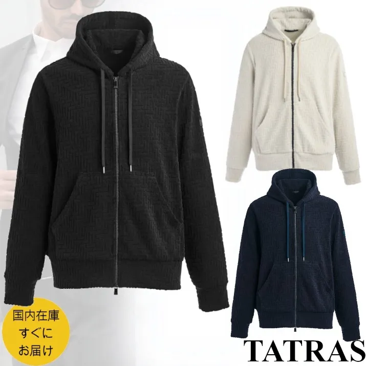 TATRAS  |Long Sleeves Plain Cotton Logo Hoodies