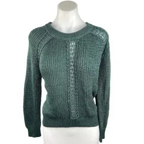 Theyskens Theory Green Silk Open Waffle Knit Cutout Pullover Sweater Top Sz S