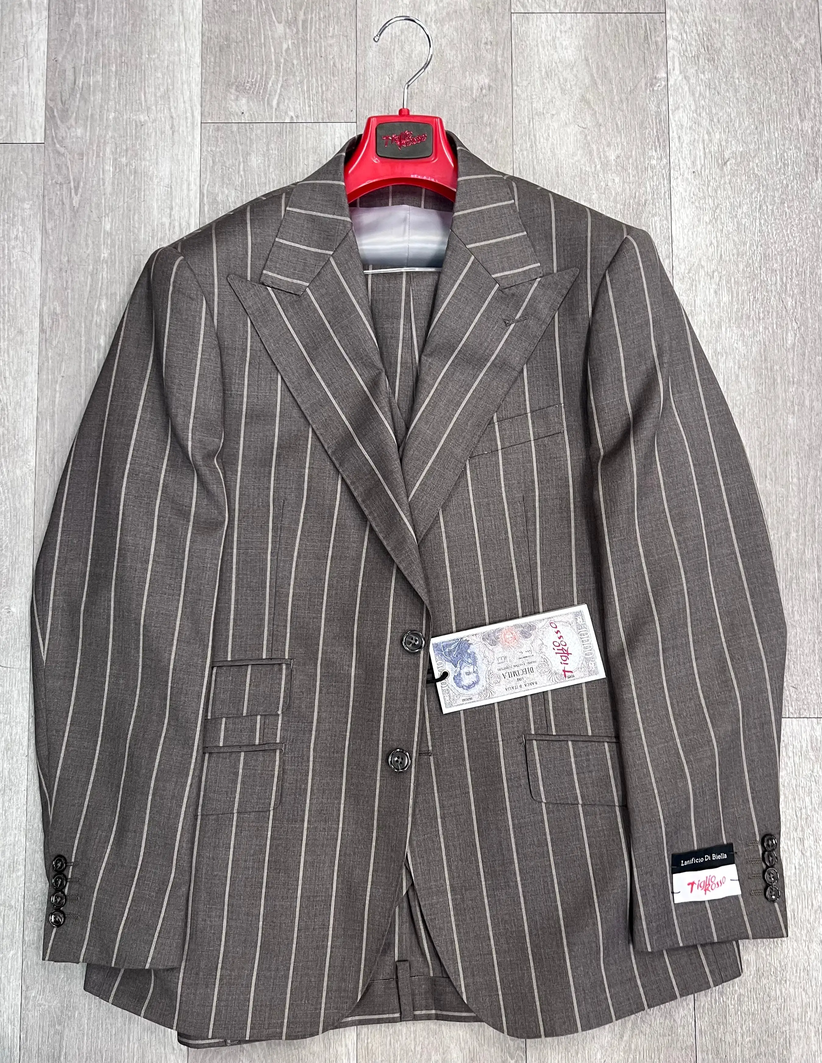 Tiglio Rosso Pecorello/Vest Taupe Pinstripe TL5063 (SIZE 48L ONLY)