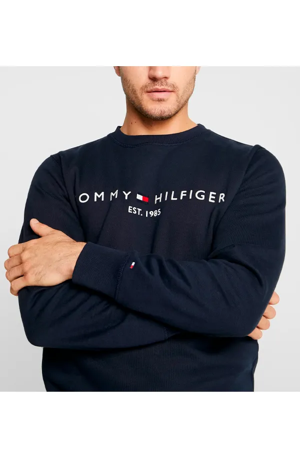 Tommy Hilfiger Logo Crew Sweatshirt Navy