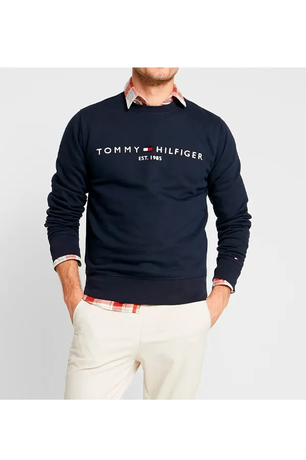 Tommy Hilfiger Logo Crew Sweatshirt Navy