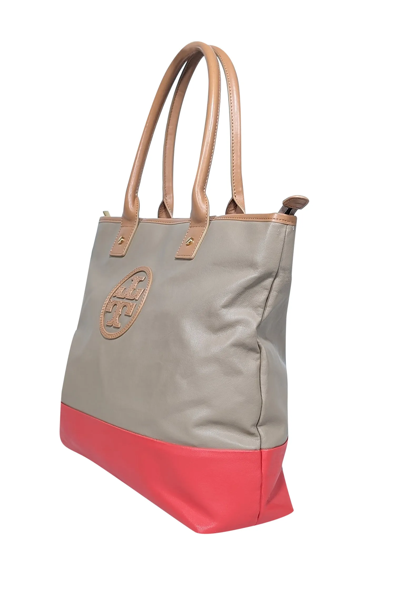 Tory Burch - Beige & Orange Jayden Tote Bag