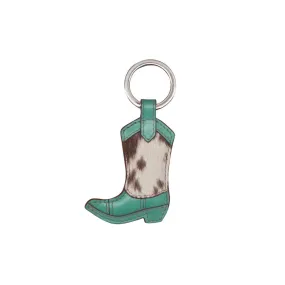 Turquoise Haircalf Boot Keychain