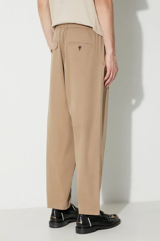 Universal Works cotton trousers Pleated Track Pant beige color 29523