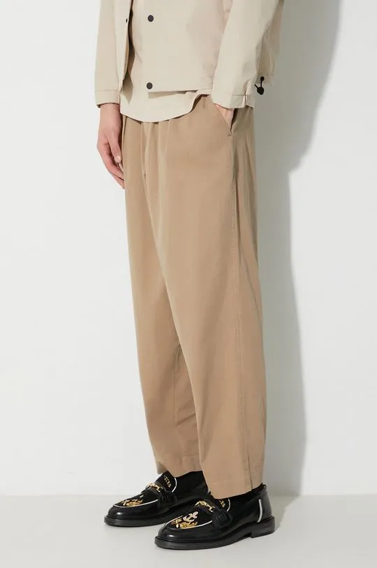 Universal Works cotton trousers Pleated Track Pant beige color 29523