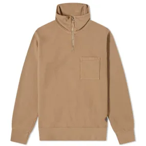 Universal Works Half Zip SweatDark Sand