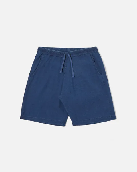 UNIVERSAL WORKS LUMBER SHORT IN WASHED INDIGO SEERSUCKER