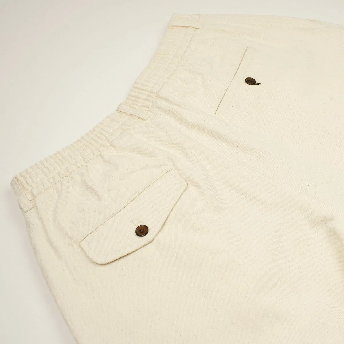 Universal Works - Pleated Track Shorts Recycled Cotton - Ecru