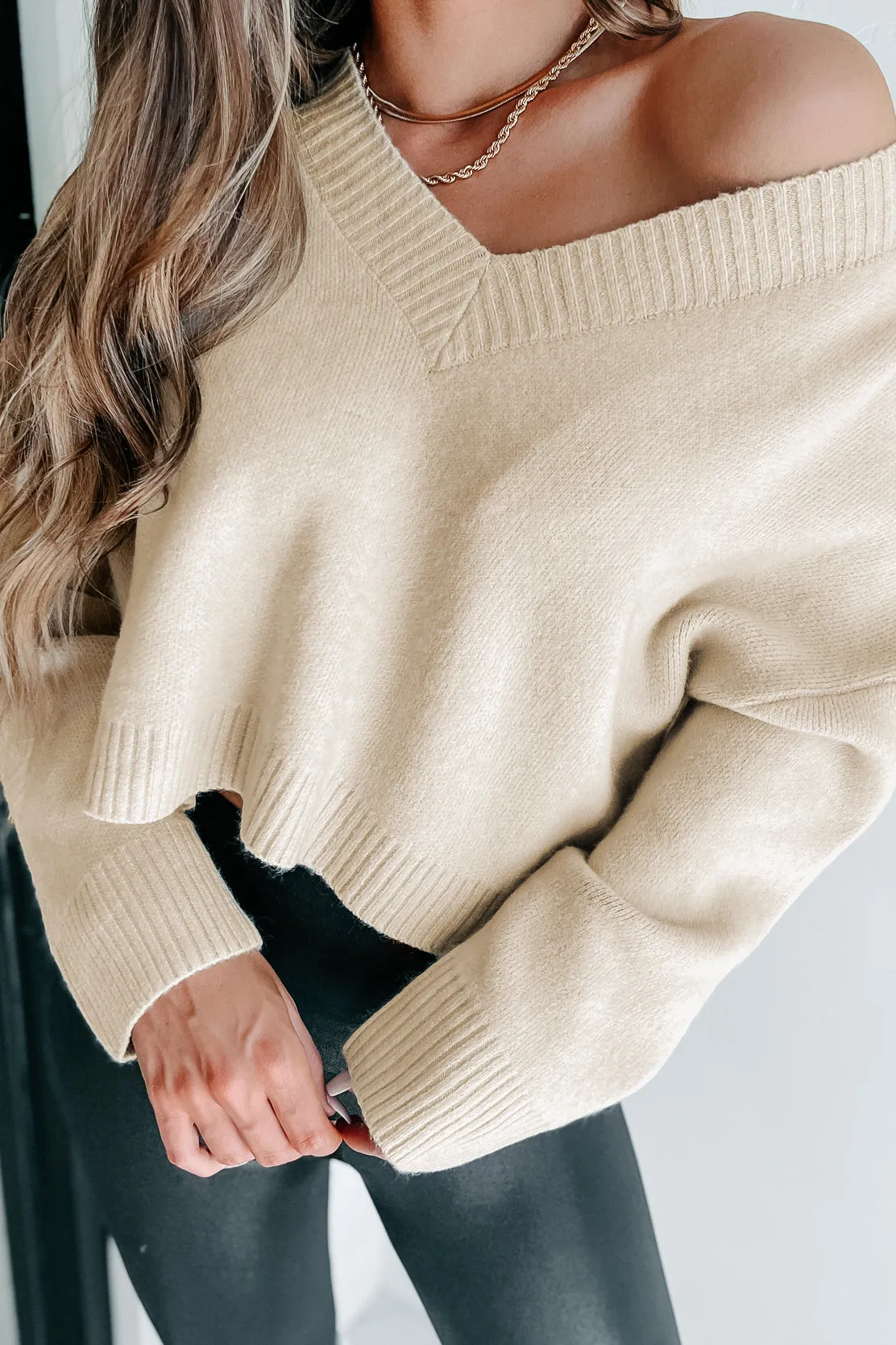 Unmatched Potential NanaMacs Original Oversized Crop Sweater (Ivory)