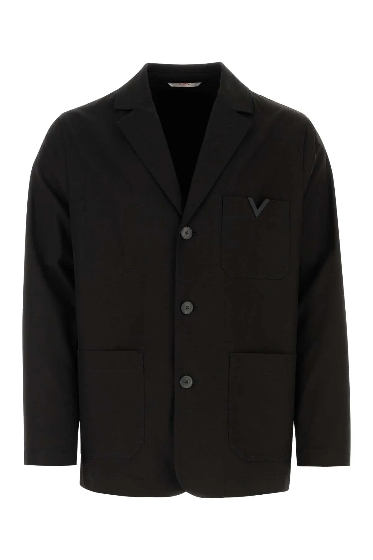 Valentino Garavani Black Stretch Canvas Blazer