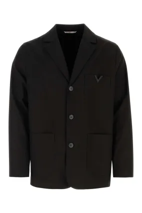 Valentino Garavani Black Stretch Canvas Blazer