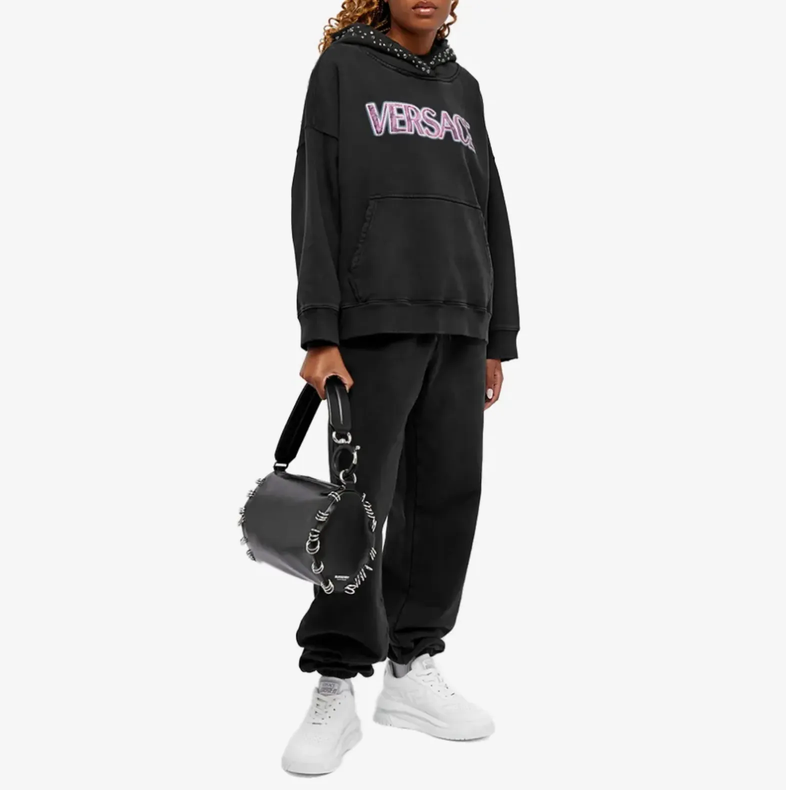 VERSACE  |Long Sleeves Cotton Logo Hoodies & Sweatshirts