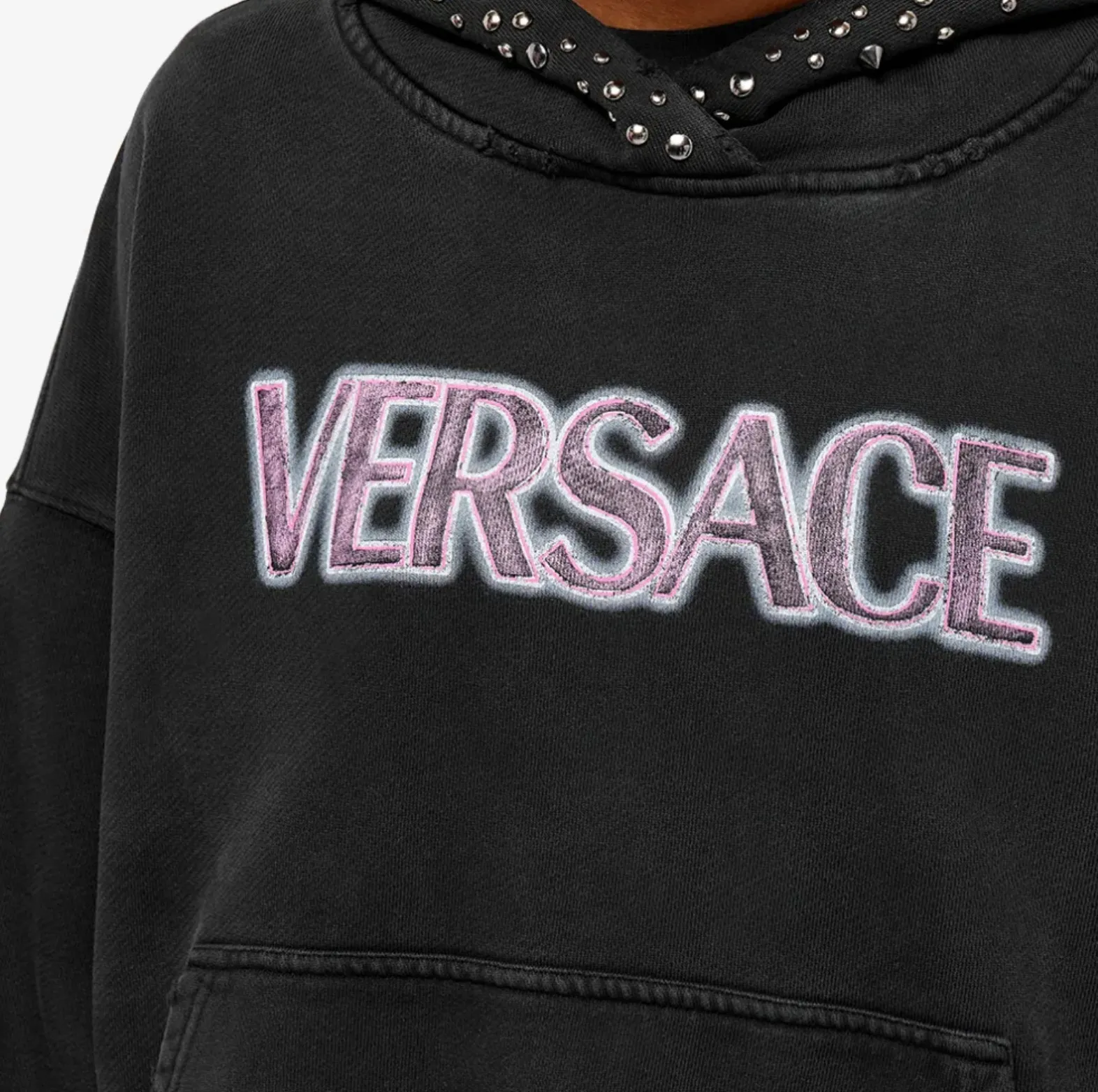 VERSACE  |Long Sleeves Cotton Logo Hoodies & Sweatshirts