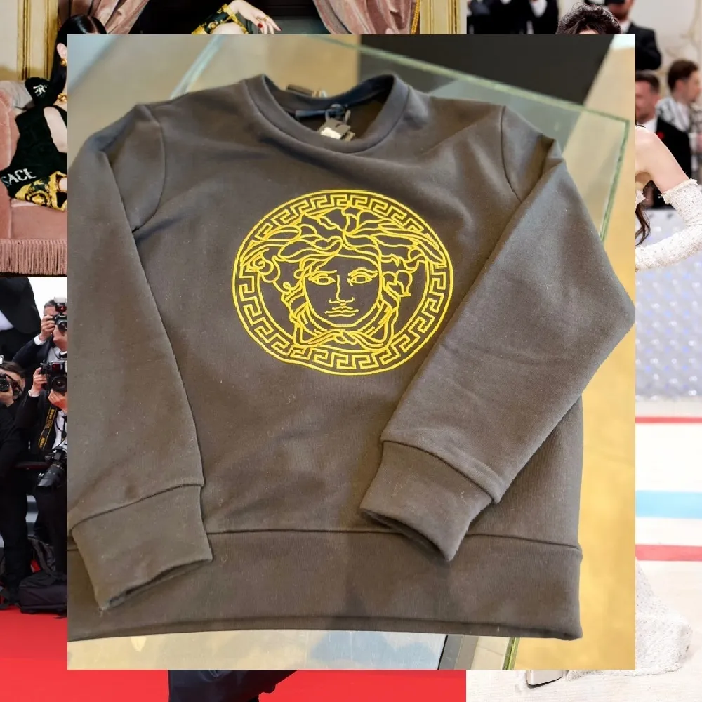 VERSACE  |Long Sleeves Plain Logo Outlet Hoodies & Sweatshirts